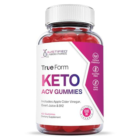 Gummies True Form Keto ACV 1000MG Vegan Non GMO com Suco de Romã Beterraba B12 300 Gummys - Justified Laboratories