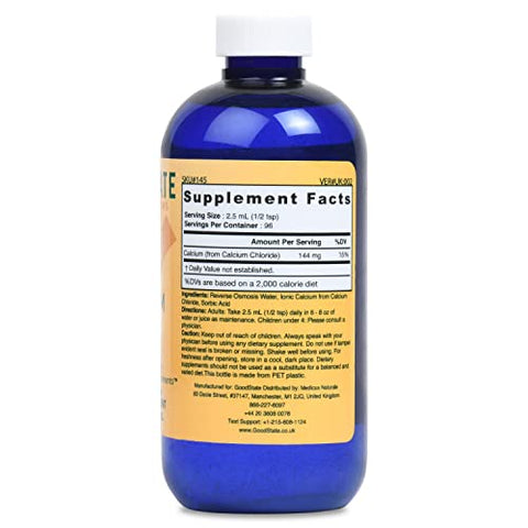 Cálcio Líquido Iônico (96 porções de 144 mg elemental, mais 2 mg de ácido fúlvico – 240 ml) - Good State