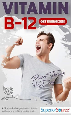 Vitamina B12 Cyanocobalamin 1000 mcg, B6, Ácido Fólico, Vitamina D 1000 UI, Comprimidos MicroLingual de Dissolução Rápida, 100 Unidades, Saúde Óssea, Metabolismo Energético - Superior Source