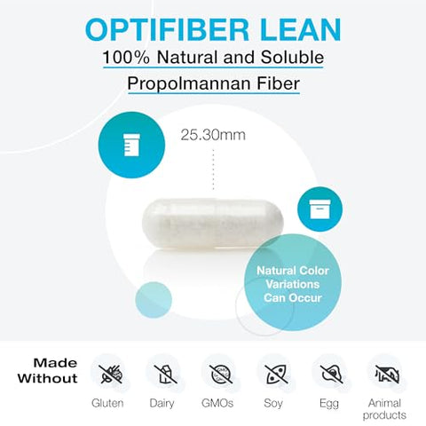 OptiFiber Lean – Cápsulas de Fibra Diária para Saúde Digestiva e Suporte ao Metabolismo do Colesterol – Limpeza Intestinal (180 Cápsulas de Fibra) - XYMOGEN