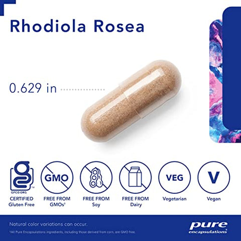 Rhodiola Rosea Pure Encapsulations – Para Estresse Ocasional e Resistência – 60 cápsulas de 500mg
