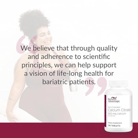 Cálcio Citrato 600mg com Vitamina D3 – 180 Comprimidos - Bariatric Advantage