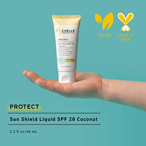 MyChelle Dermaceuticals - Protetor Solar MyCHELLE Dermaceuticals Sun Shield SPF 28 Coco (68 ml) – Protetor Solar Suave e Seguro para Recifes com Vitamina E e Aloe – Tamanho Viagem Protetor Solar de Zinco para Rosto e Corpo