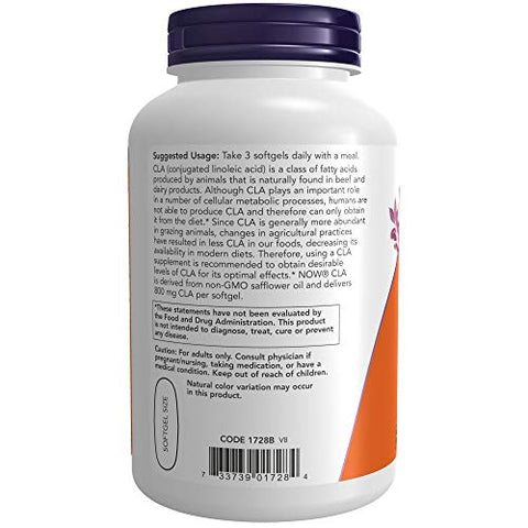 Suplementos, CLA (Ácido Linoleico Conjugado) 800 mg, Óleo Nutricional, 180 Softgels - NOW Foods
