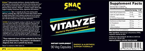 Vitalyze – Energizante para Desempenho Mental e Físico, 90 Cápsulas - SNAC