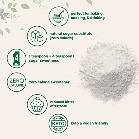 Micro Ingredients - Stevia Sweetener Powder com Eritritol à base de Plantas, 4 Libras (64 Onças) | Keto, 0 Calorias, Baixo Carboidrato, Substituto de Açúcar 4:1, Adoçante Natural, Sem Amargor, Folha de Stevia Reb-A