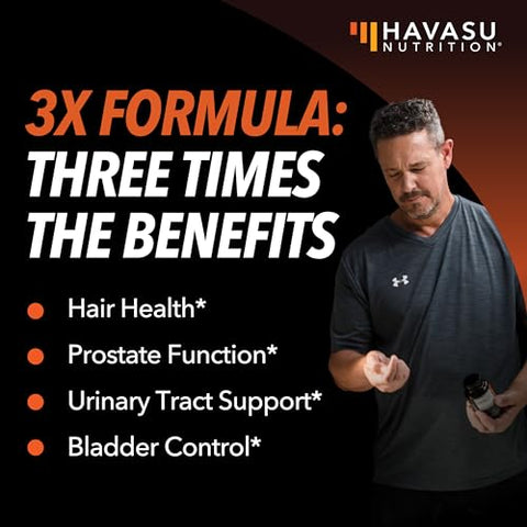 HAVASU NUTRITION - Suplemento de Saw Palmetto | Fórmula Potente 3X com Extrato de Urtiga e Semente de Abóbora | Bloqueador de DHT para Saúde Urinária