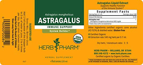 Extrato Líquido de Astragalus Orgânico Certificado – Suporte ao Sistema Imunológico – 120 ml - Herb Pharm