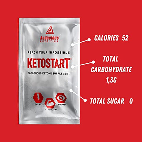 Audacious Nutrition - KetoStart | Pó de Cetonas Exógenas com Eletrólitos | Sem Cafeína | Sabor Tropical | Energia e Força | 100g