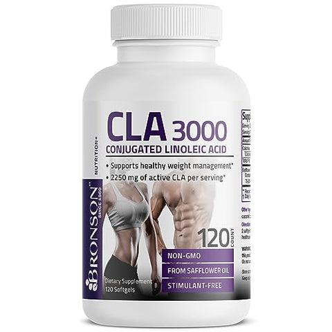 CLA 3000 – Potência Extra para Gerenciamento de Peso Saudável e Massa Muscular Magra – Ácido Linoleico Conjugado 120 Softgels - Bronson