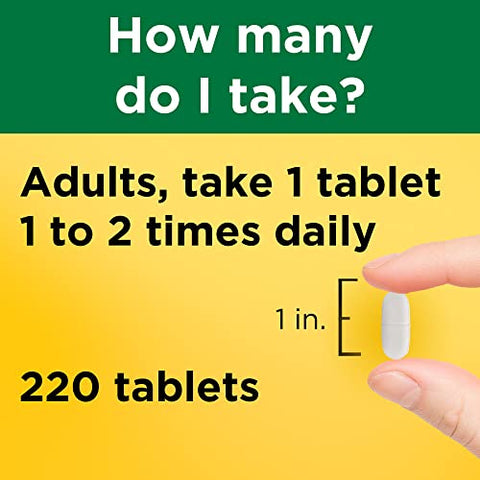 Cálcio 600 mg com Vitamina D3, Suplemento Dietético para Suporte Ósseo, 220 Comprimidos (embalagem de 1) - Nature Made