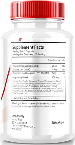 NutraRize - Sugar Shield: Fórmula Máxima de Suporte Sanguíneo em Cápsulas – Complexo Natural de Proteção contra Açúcar – Análises SugarShield (180…)
