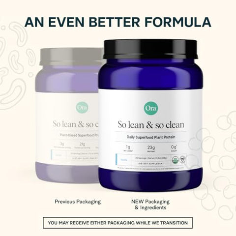 Proteína em Pó – 21g Superfood à Base de Plantas para Mulheres e Homens – Sabor Baunilha 20 Porções, Fonte Limpa, Testado por Terceiros, Sem Glúten - Ora Organic