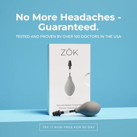 Redutor Natural de Tensão e Pressão para Sintomas de Enxaqueca e Dor de Cabeça, Estimulação da Pressão do Ouvido Interno, Branco - ZŌK