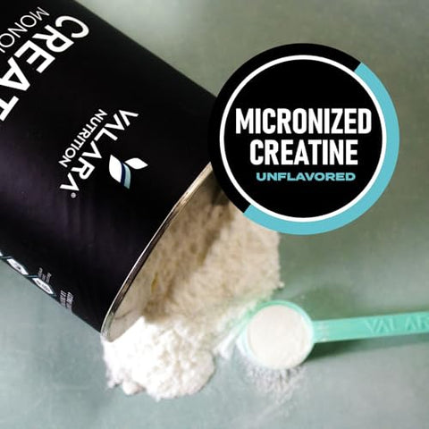 VALARA BOOST RECOVERY - Valara Creatine Monohydrate Micronized Powder 450g – 90 Porções, 5000mg Por Porção (5g) Sem Sabor, Vegano e Amigo da Dieta Keto