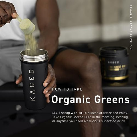 Organic Greens Elite | Pó de Superfood e Verdes com Vinagre de Maçã, Adaptógenos, Prebióticos, Vitaminas | 100g - Kaged
