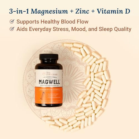 Magwell Magnésio Zinco – Suporte Nutricional para Saúde e Bem-Estar - Live Conscious