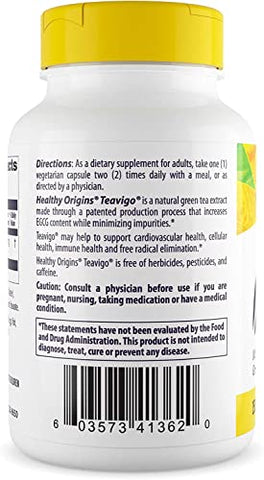 TEAVIGO, Extrato de Chá Verde, 94% EGCG, 150 mg – Cápsulas de Extrato de Chá Verde da Camellia Sinensis – Vegano, Não-OGM - Healthy Origins