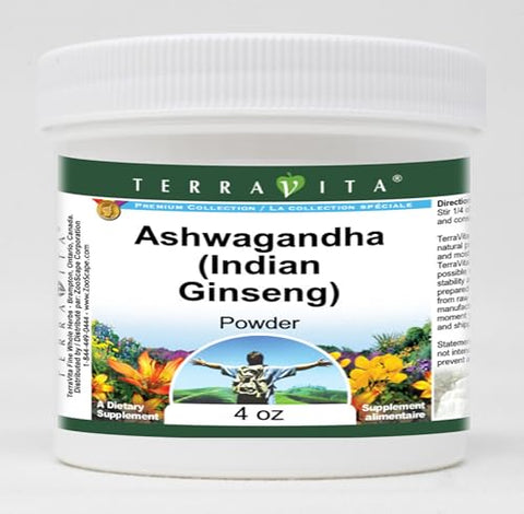 Terravita - Ashwagandha (Ginseng Indiano) – Raiz de Withania Somnifera – Pó (113 g) – Embalagem Dupla