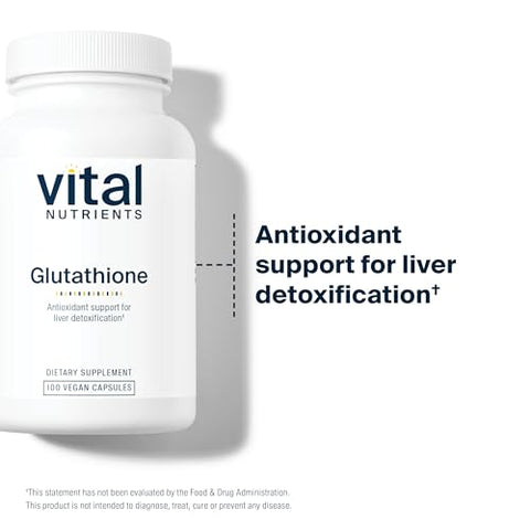 Glutationa 400mg | Suporte Antioxidante para Desintoxicação do Fígado | Suplemento Antioxidante Vegano para Promover a Saúde e Desintoxicação do Fígado | Livre de Glúten, Laticínios e Soja | 400g - Vital Nutrients