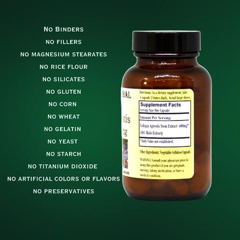 Barlowe's Herbal Elixirs - Barlowe’s Herbal Elixirs – Extrato de Fadogia Agrestis 600mg – 60 Cápsulas Vegetais – Livre de Estearato – Frasco de Vidro