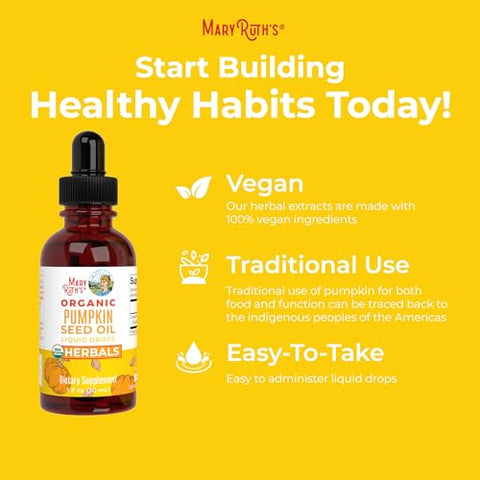MaryRuth Organics - Óleo de Semente de Abóbora Orgânico MaryRuth | Extração a Frio | Suprimento de 2 Meses | Líquido de Semente de Abóbora Orgânico Certificado pelo USDA para Homens e Mulheres | Saúde Urinária Masculina | Sem Açúcar | Vegano