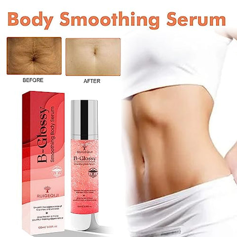RUIGEQIJI - B Glossy Serum Corporal Suavizante para Rugas – Com Ácido Hialurônico, Vitamina E, Glicerina e Manteiga de Karité – Hidratante Nutritivo Reparador para Pele Macia e Sedosa 100ML/3.38…
