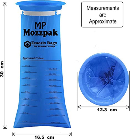 Sacos de Vômito Descartáveis – 100 Unidades – Sacos de Vômito de 1000ml – À Prova de Vazamentos, Grau Médico, Portáteis, para Enjoo, Vômito, Náuseas em Viagens, Carro - MP MOZZPAK