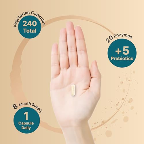 Enzimas Digestivas com Probióticos e Prebióticos | 240 Cápsulas Vegetais – 20 Enzimas | Marca NatureBell - NatureBell