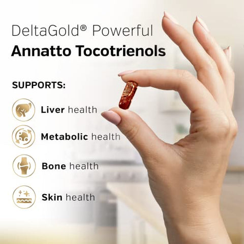 Premium Annatto Tocotrienol – DeltaGold – Vitamina E Tocotrienóis 300 mg – Suporte ao Fígado, Imunidade – 300 g - Sunergetic