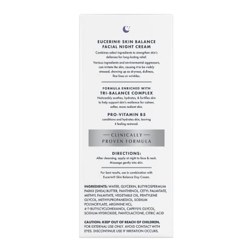 Creme Noturno Eucerin Skin Balance para Pele Sensível, Hidratante Facial com Complexo Tri-Balance, Frasco de 50ml