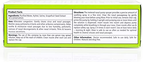 Spray Nasal, Spray Nasal Salino Natural com Xilitol, Hidratante Nasal para Crianças e Adultos, 45 ml (Pack com 2 unidades) - Xlear