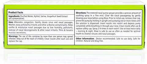 Spray Nasal, Spray Nasal Salino Natural com Xilitol, Hidratante Nasal para Crianças e Adultos, 45 ml (Pack com 2 unidades) - Xlear