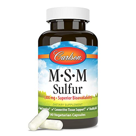 M-S-M Sulfur, 1000 mg Alta Bioacessibilidade, Função Articular, Suporte Tecidual Conectivo - Carlson
