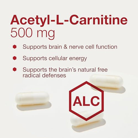 PROTOCOL FOR LIFE BALANCE - Protocolo Acetyl-L-Carnitina 500mg – Suplemento Energético, Suporte para Nervos e Cérebro – 100 Cápsulas Vegetais