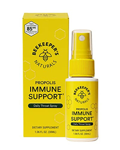Beekeeper's Naturals - Spray de Garganta de Própolis Beekeeper’s Naturals – 95% Extrato de Própolis de Abelha, Suporte Natural ao Sistema Imunológico