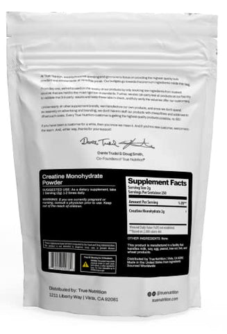 Pó de Creatina Monohidratada – Creatina Micronizada em Pó – Estimula o Crescimento Muscular Magro, Força Muscular e Intensidade nos Treinos – Pré e Pós-Treino – Marca True Nutrition - True Nutrition