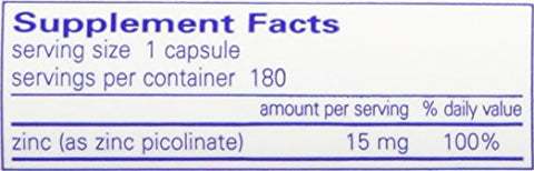 Suplemento de Zinco Picolinato 15 mg da Pure Encapsulations – Suporte ao Sistema Imunológico e Crescimento