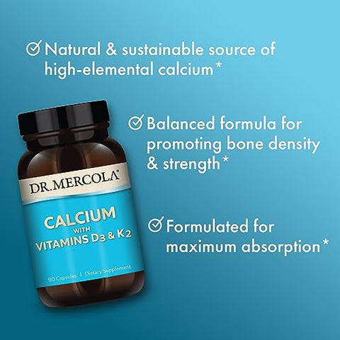 Cálcio com Vitamina D3 – Fortaleça seus ossos com a marca líder em saúde - Dr. Mercola