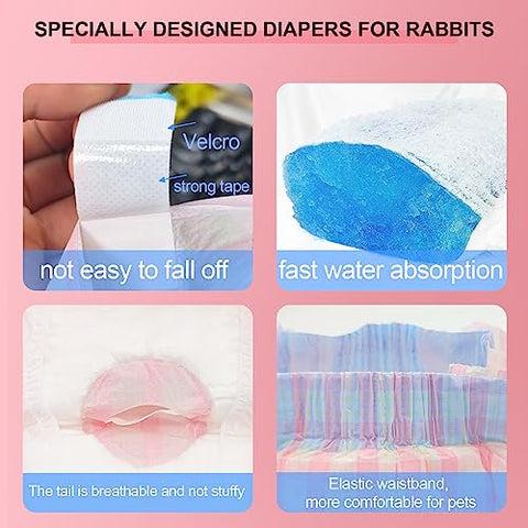 LYML.E1 - Fraldas Descartáveis para Coelhos, Tapetes Absorventes Pequenos, com Suspensórios para Fraldas Femininas de Coelho, Fraldas para Esquilos, para Coelhos, Porquinhos-da-Índia, Gatinhos, Ouriços e Atividades ao Ar Livre (10PCS)