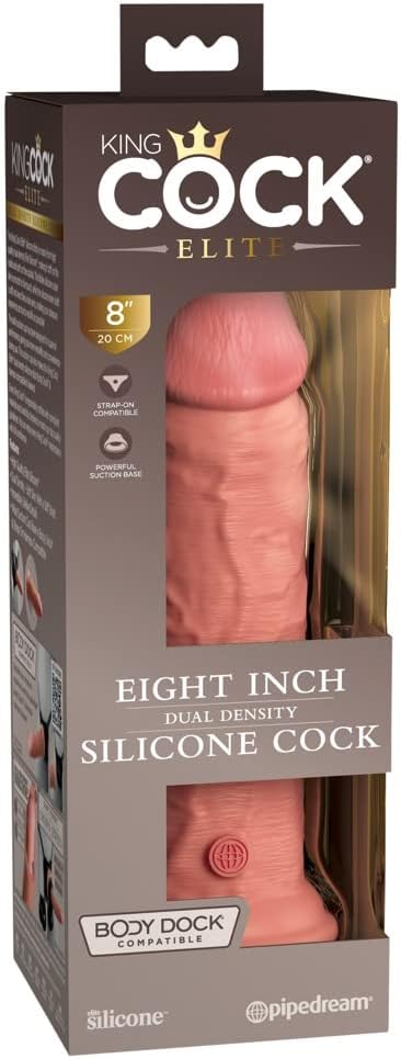 Pipedream - King Cock Elite 8″ Silicone Dual Density – Pênis Realístico de Silicone – Leve – 200g
