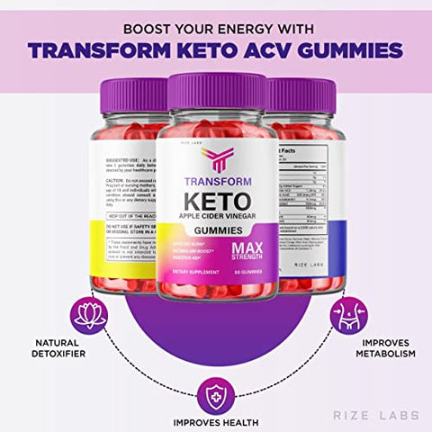 rize labs - Transform Gummies de Vinagre de Maçã Avançado com Keto (60 Gummies) – Transform Keto ACV Gummies