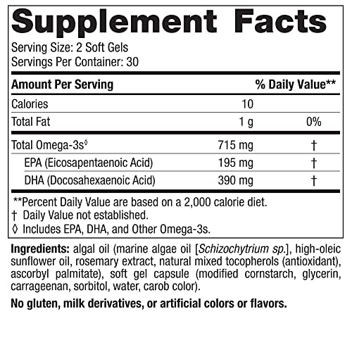 Algae Omega – 60 Soft Gels – 715 mg Ômega-3 – Óleo de Alga Certificado Vegano – EPA à Base de Plantas - Nordic Naturals