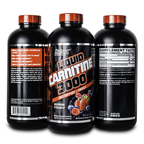 L-Carnitine 3000 (31 Porções, Explosão de Frutas Vermelhas) | Shots Líquidos, Sem Estimulantes | Suporta a Recuperação Muscular Para Homens e Mulheres | Nutrex Research L-Carnitine 3000 – Suplemento para Recuperação Muscular - Nutrex Research