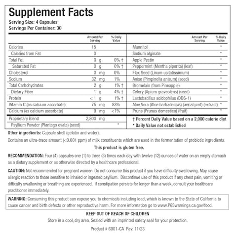 Colon Plus Caps – Cápsulas de Fibra, Saúde Digestiva, Fibra Solúvel e Insolúvel, Laxante, Alívio da Constipação, Regularidade, Saúde Cardíaca, Equilíbrio Microbiano, Intestino Saudável - Biotics Research