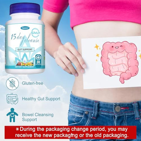 TAOTERS - 15 Dias de Limpeza Suporte Intestinal 2 Pacotes | Colon Broom, Suplemento Detox com Sene, Cascara Sagrada | Marca em Destaque