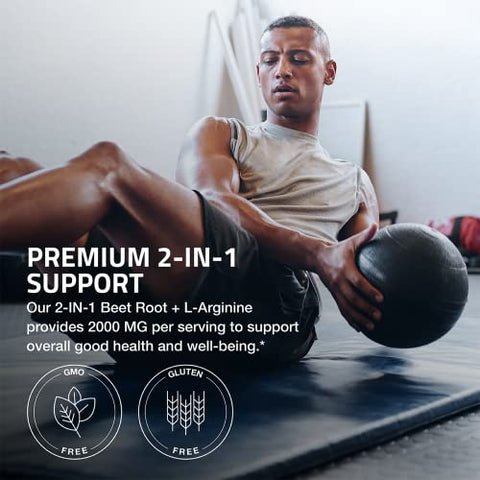 Beet Root L-Arginine 2000 MG – Produção de Óxido Nítrico – 360 Cápsulas Vegetarianas – Não-OGM - Bronson