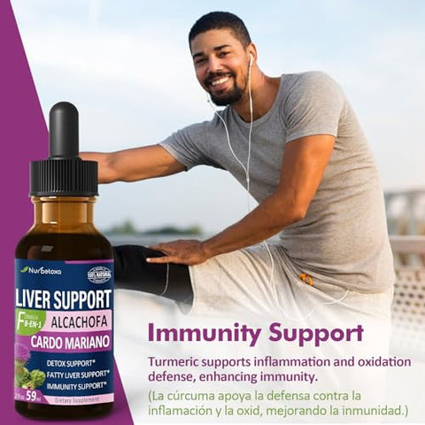 Nurbetoxa - Milk Thistle Liver Support Drops – Alcachofa, Curcuma, Cardo Mariano, Berberina – Higado Graso, Bajar de Peso, Liver Detox