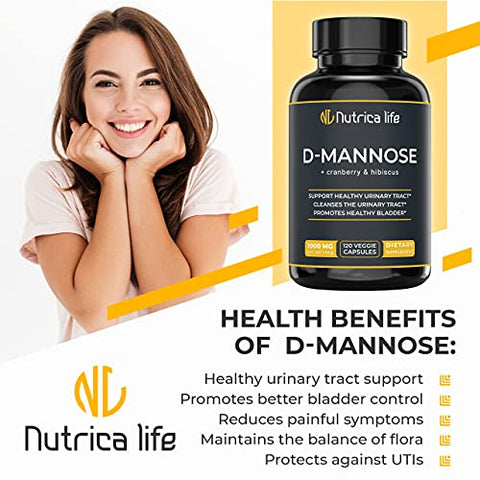 Nutrica Life - Tratamentos para Infecção Urinária D Mannose 1000mg Cápsulas – Potente D-Mannose