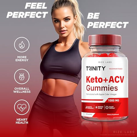 rize labs - (2 Pacotes) Gomas Trinity Keto ACV, Oficial Trinity Keto ACV Gummies Avançado para Perda de Peso, Fórmula Premium Keto Plus ACV, Suplemento de Vinagre de Maçã 100% Natural, Gummy 500g